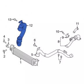 Intercooler pipe right Ford Edge 19- 2.0T assembled broken mount