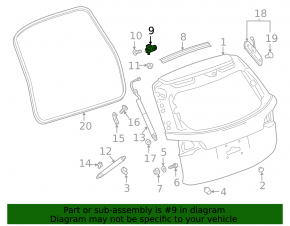 Left tailgate hinge GMC Terrain 18-