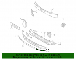 Left front bumper lower grille molding for Volvo XC90 25-26, chrome, type 2