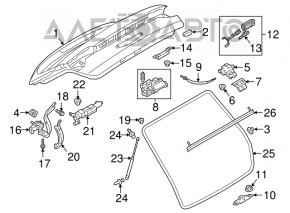 Handle with button for opening the trunk lid outside Audi A4 B9 17-
