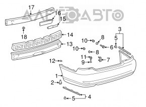 Rear bumper bare Lexus ES300 ES330