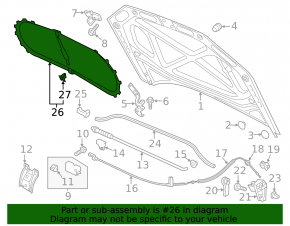 VW Passat b7 12-15 USA type 2 hood insulation torn