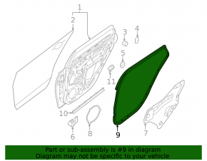 Door seal rear right Nissan Sentra 13-19