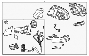 Right side mirror assembly for Toyota Venza 21-24, 16 pins, turn signal, heated, BSM, backlight, auto-folding, red