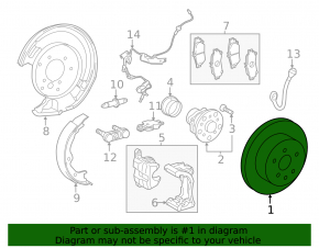 Rear left brake disc for Lexus IS 14-15 with perforation