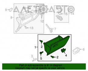 Glove box, glove compartment VW Tiguan 18-24 gray under cd changer