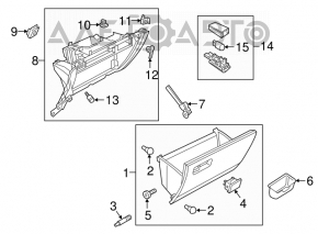 Glove box, glove compartment VW Tiguan 18-24 gray under cd changer