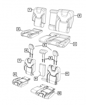 Rear row of seats 2nd row Jeep Cherokee KL 14-17 leather beige