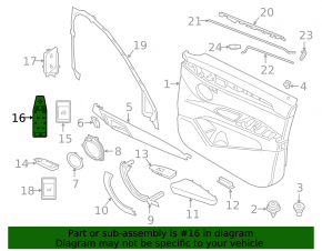 Front left window lift control BMW X1 F48 16-22 without auto-folding mirrors, without seat memory