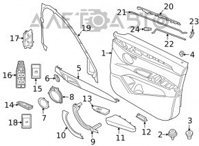 Front left window lift control BMW X2 F39 18-23 without automatic folding mirrors and seat memory