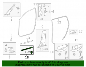 Door sill trim outer front right Toyota Highlander 14- black, worn