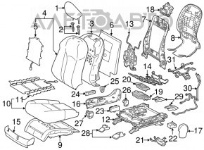 Passenger seat Lexus RX350 RX450h 16-19 with airbag, electric, heated, ventilated, leather gray