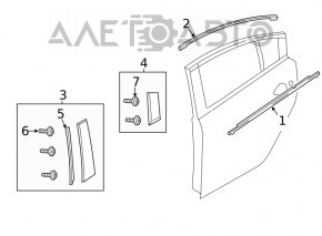 Molding door-glass central rear right Mazda 6 13-21
