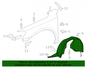 Front left fender liner VW Passat b7 USA