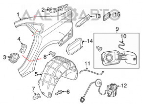 Fuel filler flap with housing assembly VW Passat b8 16-19 USA