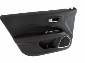 Door trim card front left Jeep Compass 17- black, black leather armrest, brown stitching
