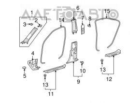 Center pillar trim lower right Lexus LS460 LS600h 07-12
