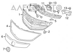 Radiator grill assembly Acura ILX 13-15 pre-rest, without emblem