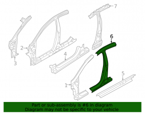 Body pillar central left Hyundai Sonata 15-19 with threshold
