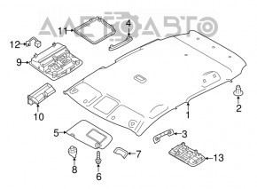 Left Nissan Leaf 18-24 gray visor with backlight without hook for cleaning