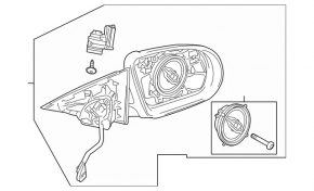 Side mirror right Mercedes GLC 16-22 7+7+2 turn signal, heated, backlight, white