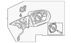 Side mirror right Mercedes GLC 16-22 7+7+2 turn signal, heated, backlight, white
