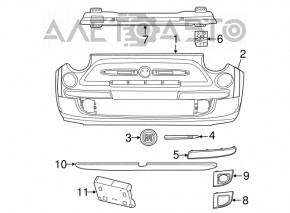 Fiat 500 12-17 front bumper without moldings