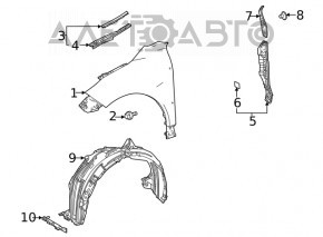 Front left fender liner Toyota Venza 21-