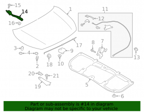 Hood hinge left Subaru XV Crosstrek 18-23