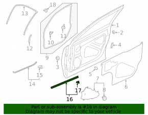 Subaru Forester 25-26 front left door seal, lower, large