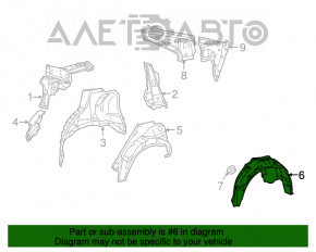 Rear right fender liner Nissan Versa 12-19 usa
