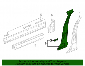 Body pillar center left GMC Terrain 18-