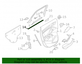 Rear left inner door glass seal Audi A3 8V 15-20 4d, 5d