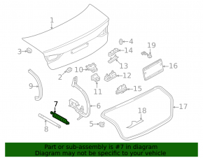 Right trunk lid spring Audi A3 22-26