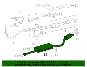 Rear muffler with barrel for Toyota Highlander 14-16 3.5