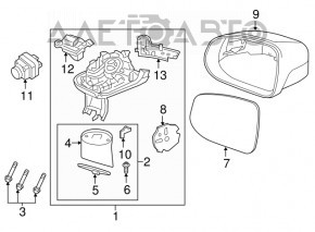 Right side mirror assembly for Volvo XC90 16-24, 15+4 pins, turn signal, heated, auto-dimming, BSM, camera, black, chips, scratches