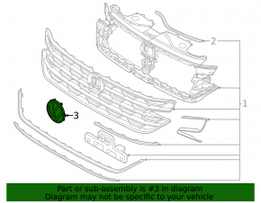 VW Atlas 24-25 Radar Grille Emblem Without Backlight