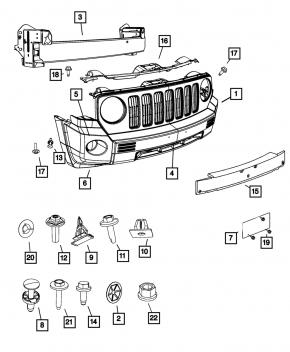 Jeep Compass 11-16 Front Bumper Reinforcement