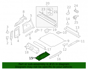 Black trunk floor covering for BMW X5 F15 16-18 plug-in for 2 rows