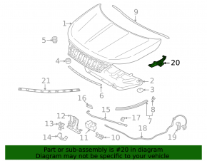 Left hood hinge for Mitsubishi Outlander 22-25