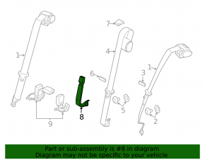 Rear right seat belt latch for BMW 3 F30 12-18 black, double