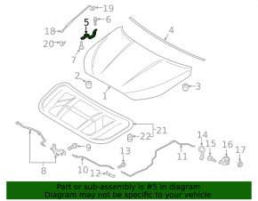 Left hood hinge for Hyundai Veloster 19-22