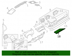 Mitsubishi Outlander 22-25 black lower passenger footwell trim panel