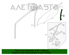 Front right door glass guide for Suzuki Kizashi 10-15