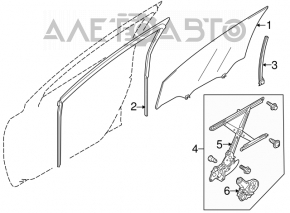 Front right door glass guide for Suzuki Kizashi 10-15