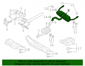 Muffler rear part with barrel Audi A3 8V 15-20 4d, 2.0T, 1+1