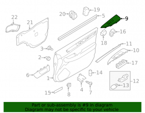 Front right window lift control trim Subaru Outback 15-19 black