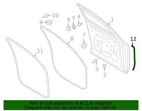 Side door seal, front left, Porsche Cayenne 19-26