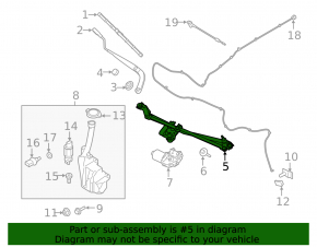Ford Mustang mk6 15-windshield wiper linkage with motor