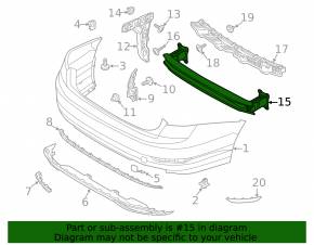 Rear bumper reinforcement for VW Jetta 19-21